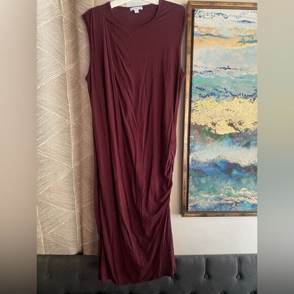 JAMES PERSE Dress Womens Sz XL Wine Red Colors  Sleeveless Ruched NEW - Picture 1 of 15